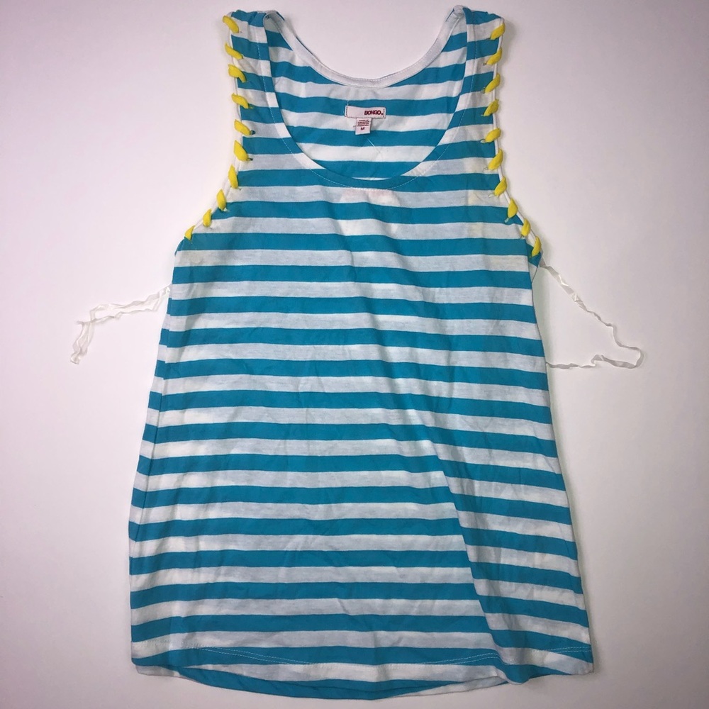 Bongo Tank Top White & Blue Stripes Size M